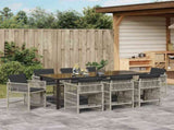 Garden Dining Set 9 pcs Light Grey Powder-Coated Steel 3380668