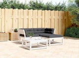 3 Piece Garden Sofa Set with Cushions White Solid Wood Pine 3216991
