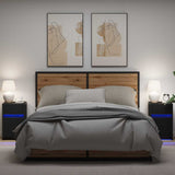LED Bedside Cabinet with Drawer 2 pcs Black oak 38 x 34 x 61 cm 874148