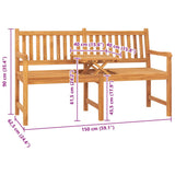 Bench Teak Solid Teak Wood 3-seater 316631