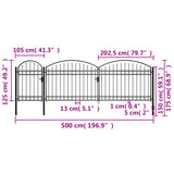 ZNTS Garden Fence Gate with Arched Top Steel 1.75x5 m Black 144371