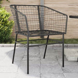 Garden Chair Black PE Rattan, Powder-Coated Steel Durable 369098