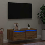 TV Cabinet with LED Lights Artisan Oak 75x35.5x25 cm 860237