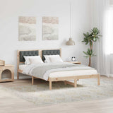 Bed Frame with Headboard Dark Grey 140 x 190 cm Solid Pine Wood 878195