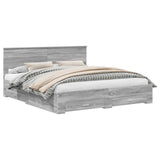 Bed Frame with Drawer Grey Sonoma 200 x 200 cm Engineered Wood 3408227