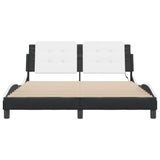 Bed Frame with LED without Mattress "Zadar" White and Black 160x200 cm 3214123