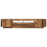 TV Cabinet with LED Lights Old Wood 200x35x40 cm Engineered Wood 3329165