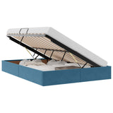 Storage Bed with Mattress Dark Blue 140 x 200 cm Velvet 3370104