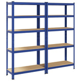 5-Layer Storage Shelves 2 pcs Blue Steel&Engineered Wood 4016950