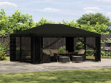 Gazebo with Sidewalls 4 x 3 m Black Polyester and Steel 190 gsm 900394