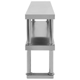Kitchen Work Table with Overshelf 120x60x150 cm Stainless Steel 3054471