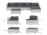 6 Pieces Rattan Corner Sofa Set - Mixed Grey T3398P315877