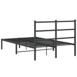 Metal Bed Frame without Mattress with Headboard Black 120x190cm 355362
