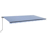 Manual Retractable Awning with LED 600x300 cm Blue and White 3069161