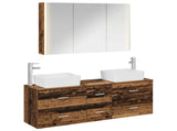 Bathroom Furniture Set 4 pcs Old Wood Engineered Wood and Glass 3406869