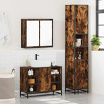 ZNTS 3 Piece Bathroom Furniture Set Smoked Oak Engineered Wood 3301092