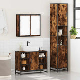 3 Piece Bathroom Furniture Set Smoked Oak Engineered Wood 3301092