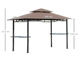 2.5x1.5m Grill Gazebo Canopy, Double Tiered Outdoor BBQ Gazebo Shelter with 2 Side Shelves T3398P325241