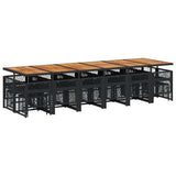 17 Piece Garden Dining Set with Cushions Black Poly Rattan 3210831