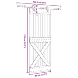 Sliding Door with Hardware Set 80x210 cm Solid Wood Pine 3332773