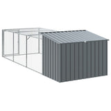 Dog House with Run Anthracite 153x396x110 cm Galvanised Steel 3214223
