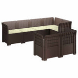 7-Seater Garden Sofa with Cushions Rattan Look PP Brown 3444146