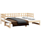 Pull-out Day Bed without Mattress 2x cm Solid Wood Pine 820771