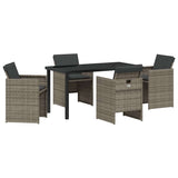 Garden Dining Set with Cushion 5 pcs Grey Poly Rattan 3379949