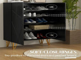 Narrow Shoe Storage Cabinet with Soft-Close Hinges and Adjustable Shelves for 15-20 Pairs of Shoes, T3398P328268