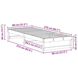 Bed Frame Brown 80 x 210 cm Solid Pine Wood 873157