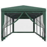 Party Tent with 8 Mesh Sidewalls Green 3x9 m HDPE 319243