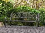 2 Seater Metal Garden Park Bench Porch Outdoor Furniture Patio Chair Seat Black UK T3398P325172