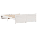 ZNTS Bed Frame without Mattress White 140x190 cm Solid Wood Pine 3301681