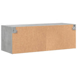 Wall Cabinet with Glass Doors Concrete Grey 102x37x35 cm 836514