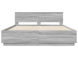 Bed Frame Grey Sonoma 140 x 200 cm Engineered Wood 3408171