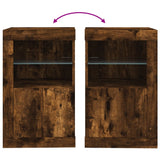 Side Cabinets with LED Lights 2 pcs Smoked Oak Engineered Wood 836639