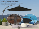 3 Garden Cantilever Parasol, Round Overhanging Umbrella with Crank Handle, Cross Base, Aluminium T3398P328494