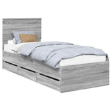 Bed Frame with Drawer Grey Sonoma 75 x 190 cm Engineer Wood 3410761