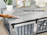 98cm Dog Crate Furniture with Removable Cushion for Large Dogs - Grey T3398P376382