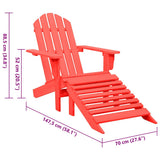 Garden Chair Red Solid fir wood Standard Detachable 315863