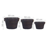 3 Piece Stackable Firewood Basket Set Dark Brown Willow 286986