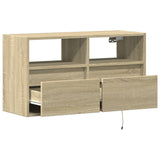 TV Wall Cabinet with LED Lights Sonoma Oak 80x31x45 cm 852329