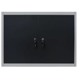 Wall Mounted Tool Cabinet Industrial Style Metal Grey and Black 145365