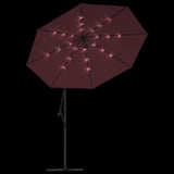 Cantilever Garden Parasol with LED Lights and Steel Pole Wine Red 313780