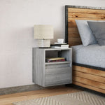 ZNTS Wall-mounted Bedside Cabinet with LED Lights Grey Sonoma 3307985