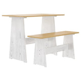 Dining Table with Bench REINE Honey Brown&White Solid Wood Pine 327253