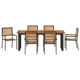 Garden Dining Set 7 pcs Black Solid Acacia Wood 3365466