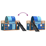 Bunk Bed without Mattress with Slide and Curtains Blue 90x200 cm 3284141