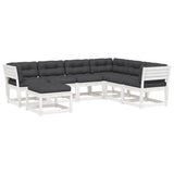 7 Piece Garden Lounge Set with Cushions White Solid Wood Pine 3216936