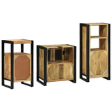 Bathroom Furniture Set with Shelf 3 pcs Brown Solid Mango Wood 3305624